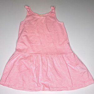 H&M sleeveless dress, 90% cotton girl's size 6-8 yrs. pink and white with bows